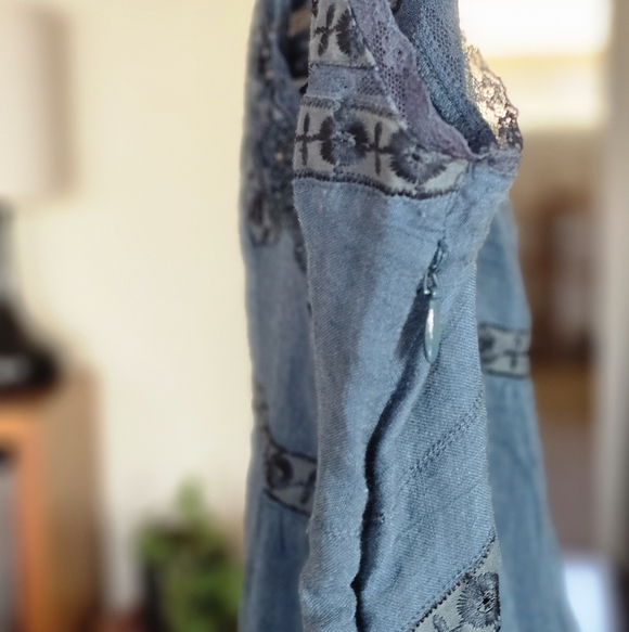 Free People Blue Embroidered Tiered Camisole - Picture 5 of 8